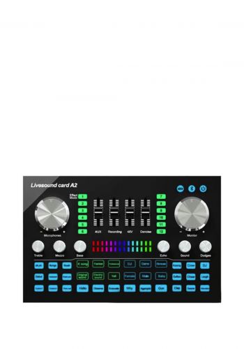 A2 Bluebooth Sound Card with 48V OTG Live Broadcast Recording - Black