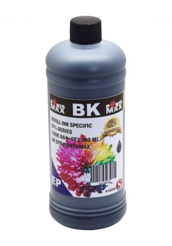Powermax Refill Ink Epson L-Series Code 664+673 BK Dye 500 ml حبر ريفل