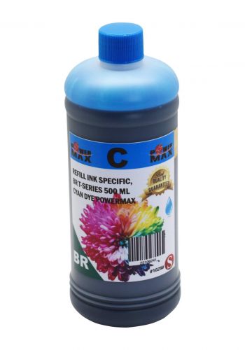 Powermax Refill Ink Brother T-Series Cyan Dye 500 ml حبر ريفل