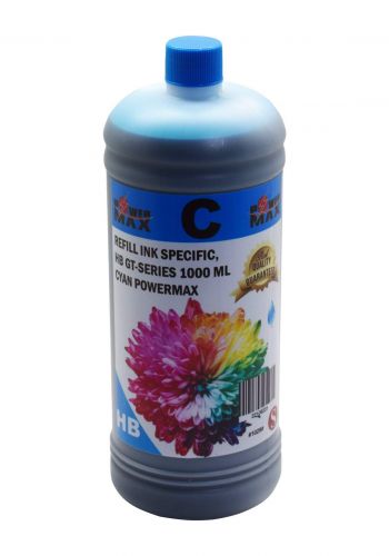 Powermax Refill Ink HP GT-Series Cyan Dye 1000 ml حبر ريفل
