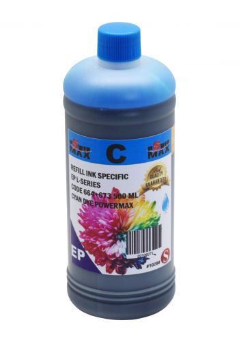 Powermax Refill Ink Epson L-Series Code 664+673 Cyan Dye 500 ml حبر ريفل
