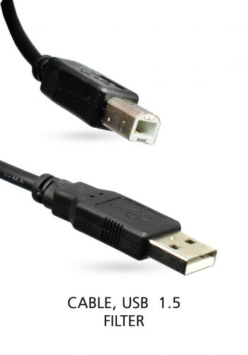 Power Max USB Printer Cable Filter 1.5 m - Black كابل طابعة 