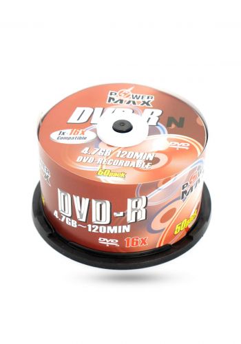 Power Max DVD-R 4.7MB/120 Minutes 16x Recordable Disc  - 50 Pack اقراص دي في دي ليزرية