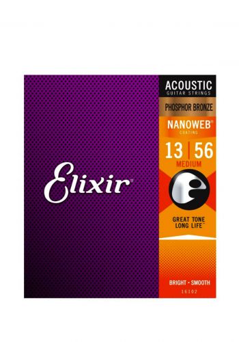 Elixir Nanoweb Phosphor Bronze Medium 13-56 Acoustic Strings اوتار جيتار اكوستك