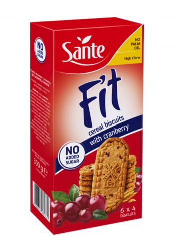 Sante 30488 Fit  Cereal Biscuits Without Added SugarW ith Cranberry 300g بسكويت