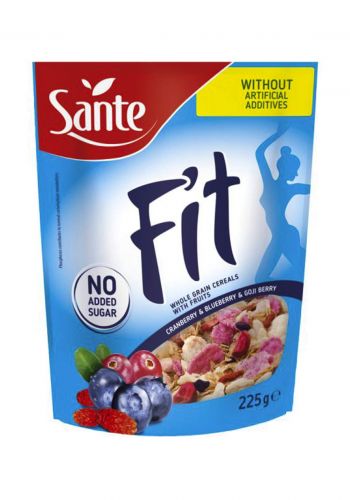 Santé 29945 Fit Cereal Cranberry Blueberry And Goji 225g رقائق التوت البري