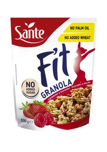 Sante 29152 Fit Granola Strawberry & Raspberry  300g رقائق الحبوب بالفراولة والتوت