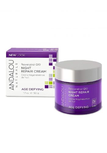 Andalou 2317 Naturals Night Repair Cream Age Defying Resveratrol Q10 كريم للوجه 