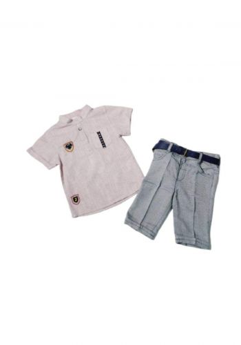 Boys' outfit  beige (shirt and short) طقم ولادي بيجي  (قميص وشورت )