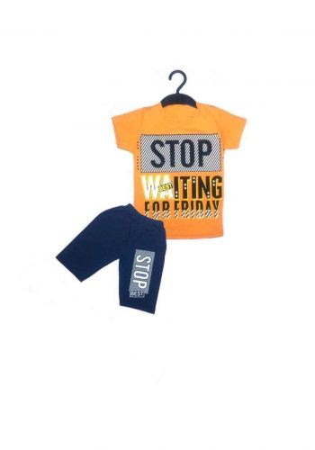 tracksuit for boys orange (t-shirt+short) ( تراكسوت ولادي برتقالي (شورت و تيشيرت