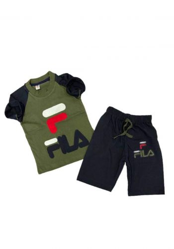 tracksuit for boys olive  (t-shirt+short) ( تراكسوت ولادي  زيتوني (شورت و تيشيرت
