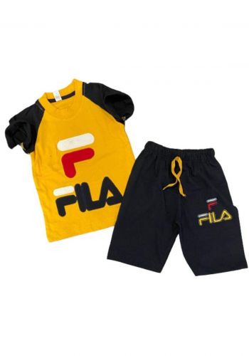 tracksuit for boys yellow (t-shirt+short) ( تراكسوت ولادي  اصفر (شورت و تيشيرت