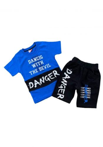tracksuit for boys blue  (t-shirt+short) ( تراكسوت ولادي ازرق  (شورت و تيشيرت