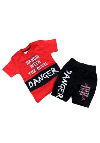 tracksuit for boys red  (t-shirt+short) ( تراكسوت ولادي  احمر (شورت و تيشيرت