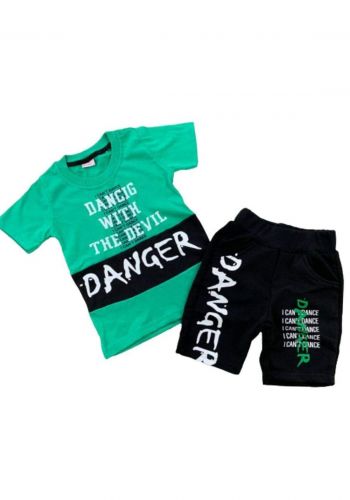 tracksuit for boys green  (t-shirt+short) ( تراكسوت ولادي  اخضر(شورت و تيشيرت