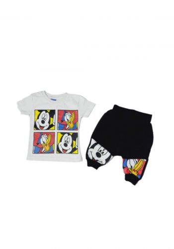 Tracksuit for kids white (t-shirt+sort) تراكسوت اطفال ابيض  (شورت+تيشيرت)
