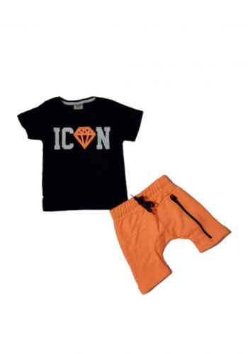 Tracksuit for kids  black (t-shirt+sort) تراكسوت اطفال اسود (شورت+تيشيرت)
