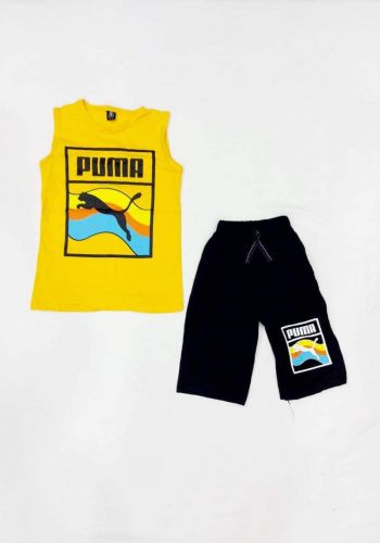 tracksuit for boys  yellow (t-shirt +short) ( تراكسوت ولادي اصفر (برموده وكيمونه 