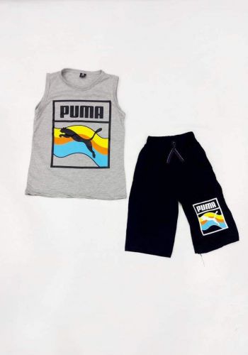 	tracksuit for boys grey  (t-shirt +short) ( تراكسوت ولادي رصاصي   (برمودهوكيمونه