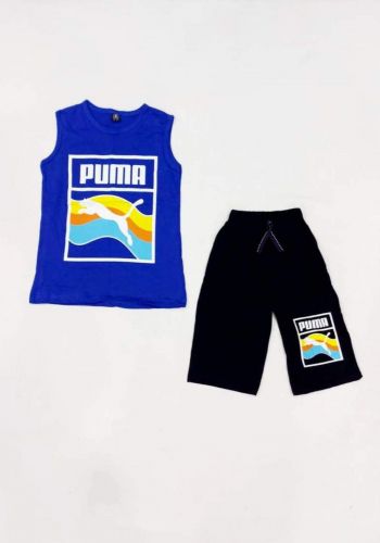 tracksuit for boys blue  (t-shirt +short) ( تراكسوت ولادي ازرق (برموده وكيمونه