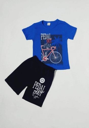 tracksuit for boys blue (t-shirt+short) ( تراكسوت ولادي  ازرق (شورت و تيشيرت