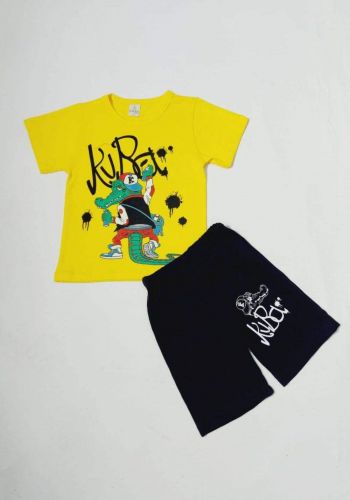 tracksuit for boys yellow (t-shirt+short) ( تراكسوت ولادي  اصفر (شورت و تيشيرت