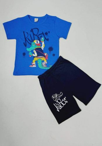tracksuit for boys blue  (t-shirt+short) ( تراكسوت ولادي  ازرق (شورت و تيشيرت