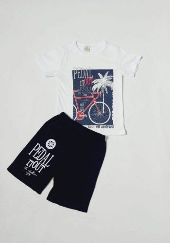 tracksuit for boys white (t-shirt+short) ( تراكسوت ولادي  ابيض (شورت و تيشيرت
