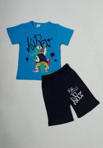 tracksuit for boys blue  (t-shirt+short) ( تراكسوت ولادي سمائي  (شورت و تيشيرت