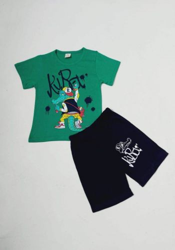 tracksuit for boys green (t-shirt+short) ( تراكسوت ولادي اخضر  (شورت و تيشيرت