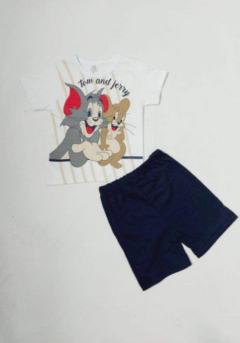 tracksuit for boys white (t-shirt+short) ( تراكسوت ولادي ابيض  (شورت و تيشيرت