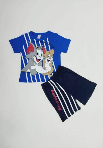 tracksuit for boys blue  (t-shirt+short) ( تراكسوت ولادي ازرق  (شورت و تيشيرت