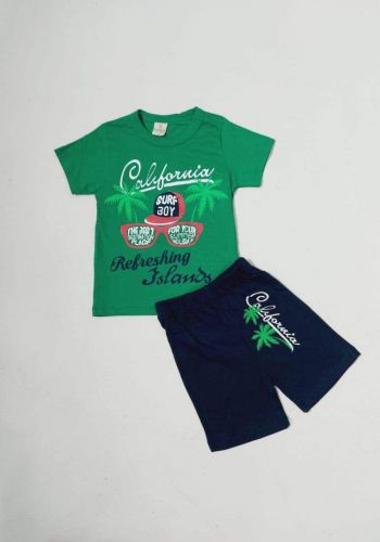 tracksuit for kids green (t-shirt+short) ( تراكسوت اطفال  اخضر (شورت و تيشيرت
