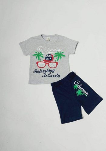 tracksuit for kids grey (t-shirt+short) ( تراكسوت اطفال رصاصي  (شورت و تيشيرت