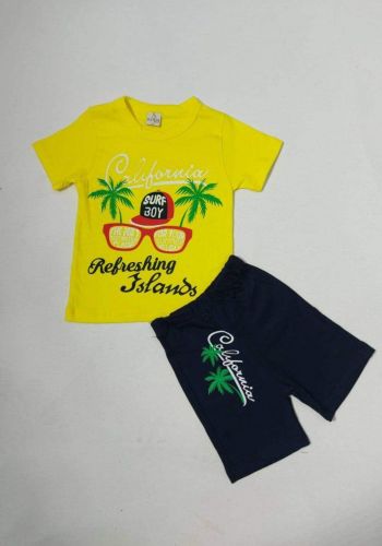 tracksuit for kids yellow (t-shirt+short) ( تراكسوت اطفال  اصفر (شورت و تيشيرت
