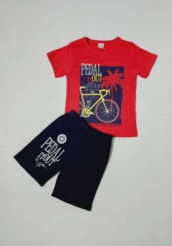 tracksuit for boys  red (t-shirt+short) ( تراكسوت ولادي احمر  (شورت و تيشيرت