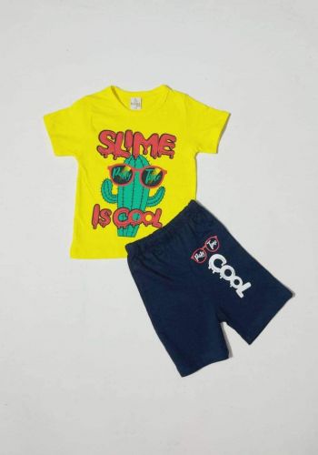 tracksuit for kids yellow (t-shirt+short) ( تراكسوت اطفال  اصفر (شورت و تيشيرت