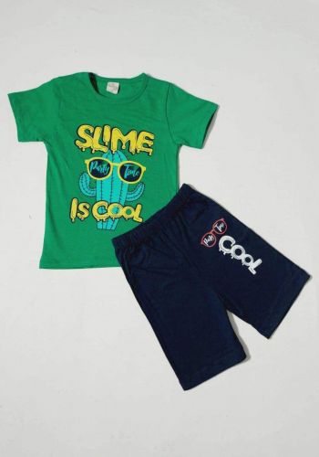 tracksuit for kids green(t-shirt+short) ( تراكسوت اطفال اخضر  (شورت و تيشيرت