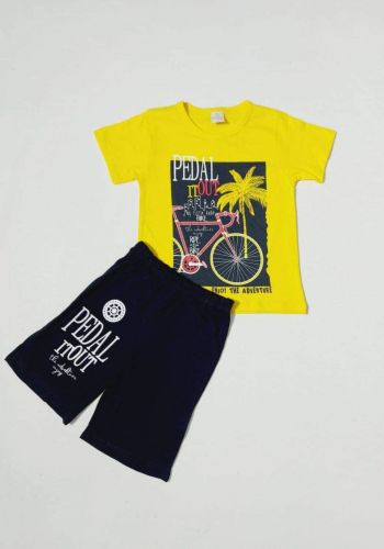 tracksuit for boys  yellow (t-shirt+short) ( تراكسوت ولادي  اصفر (شورت و تيشيرت