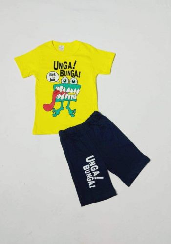 tracksuit for boys yellow  (t-shirt+short) ( تراكسوت ولادي اصفر  (شورت و تيشيرت