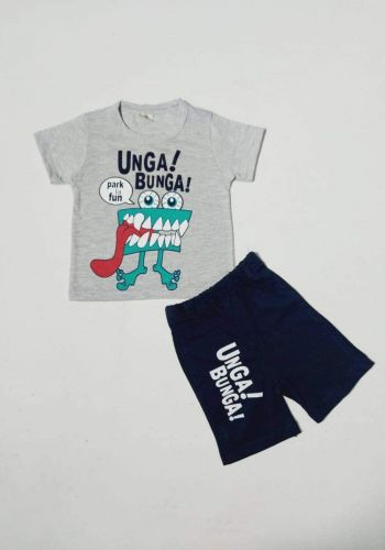 tracksuit for boys grey (t-shirt+short) ( تراكسوت ولادي  رصاصي (شورت و تيشيرت
