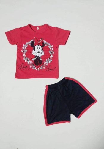 tracksuit for girls red  (t-shirt+short) ( تراكسوت بناتي  احمر  (شورت و تيشيرت