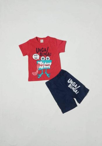 tracksuit for boys red (t-shirt+short) ( تراكسوت ولادي احمر  (شورت و تيشيرت