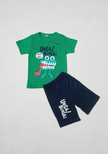 tracksuit for boys green (t-shirt+short) ( تراكسوت ولادي اخضر (شورت و تيشيرت