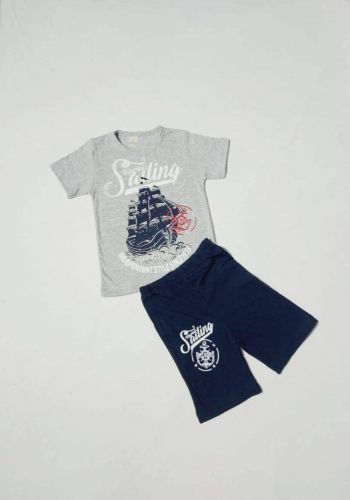 tracksuit for boys  grey (t-shirt+short) ( تراكسوت ولادي رصاصي  (شورت و تيشيرت