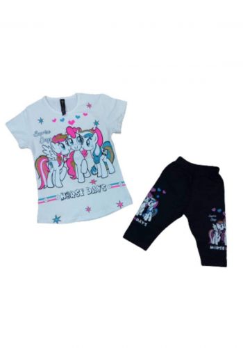 Tracksuit for girls white  (T-shirt +short) ( تراكسوت ابيض (برموده وتيشيرت
