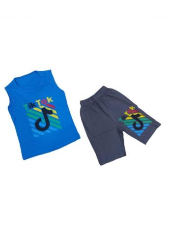 tracksuit for boys blue(shirt +short) ( تراكسوت ولادي ازرق (برموده وكيمونه
