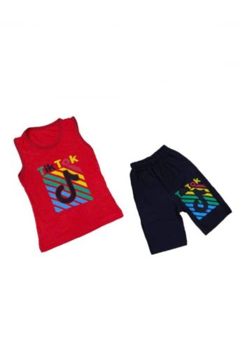 tracksuit for boys red  (shirt +short) ( تراكسوت ولادي احمر (برموده وكيمونه