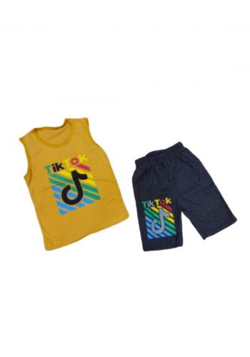 tracksuit for boys yellow (shirt +short) ( تراكسوت ولادي اصفر (برموده وكيمونه
