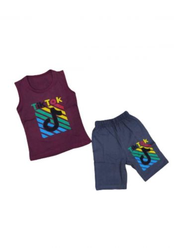 tracksuit for boys  Purple(shirt +short) ( تراكسوت ولادي بنفسجي (برموده وكيمونه